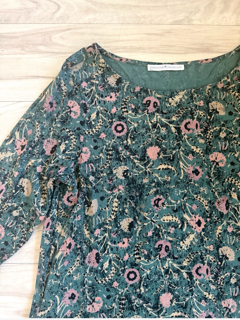Peruvian Connection Orla Dress Floral Pima Cotton Modal Jersey - Picture 7 of 9